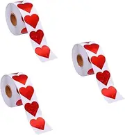 KALLORY 3 Rolls Heart Shaped Self Adhesive Sealing Stickers for Valentine's Day Wedding Present Wrapping Scrapbooking Home and Office Decoration Labels