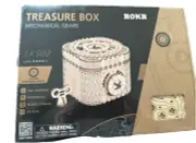 No Glue Rokr Treasure Box Mechanical Gears 3D Wooden Puzzle ~ Secret Storage NEW