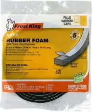 Frost King Self Stick Rubber Foam Black Weather Seal Solid Rubber Strip Roll 10'