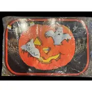 Vintage Cardstock Placemats Set of 8 With Pumpkins, Ghosts & Spiders 17” X 11”