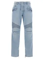[Balmain] Balmain-Biker Jeans Celeste-Uomo 34 Light Blue