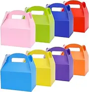 Naleyber Rainbow Party Favor Gift Boxes 16pcs Thickened Paper Gable Treat Box, Colorful Candy Snack Goodie Bag for Holidays, Kids Birthdays Parties Decorations Supplies