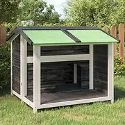 Grey Dog Kennel 96x87x80.5 cm Solid Pine Wood - Water-Resistant Roof, Large Entrance, Versatile Animal Shelter, Rustic Design