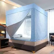 Bed Tent Blackout Privacy Tents Indoor Winter Sleeping Tents Warm Protect from Cold Add Cotton Thicken Quilted Tent for Kids and Adult Portable Foldable Tent(Blue,180 CM*200 CM*145 CM)