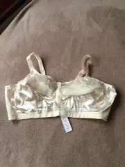 Elomi 50H Kristie Satin Lace Embroidered Ivory Soft Cup Bra Style 5850 Nwt