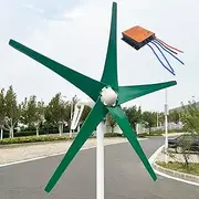 ZHOZHUT 800W 1000W 1200W Wind Turbine 12V 24V 48V Wind Turbine Generator Kit with MPPT Controller and 5 Green Blades, Automatic Adjustment of Windward Direction for Home Street Lighting,1200w,12V