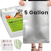 10pcs 5 Gallon Mylar Bags for Food Storage - 10 Mil Thick With Oxygen Absorbers 2500cc - Zipper Resealable - Bolsas 5 Galones
