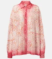[Dries Van Noten] Dries Van Noten Printed silk shirt AU 10 pink