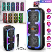Bluetooth Speaker Wireless Portable Karaoke Microphone RGB Light Party Subwoofer