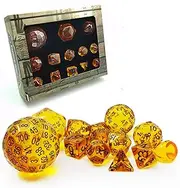Bescon Amber Complete Polyhedral RPG Dice Set 13pcs D3-D100