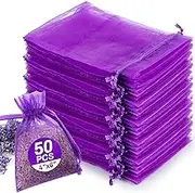 Sukh 50 Lavender Sachet Bags Empty - Purple Organza Bags 4x6 Sachets For Drawers And Closets Deodorizer Potpourri Bags Scented Sachets Home Fragrance Products Party Favor Wedding Gifts Sheer Mesh Bag
