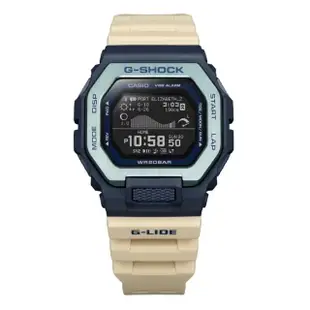 【CASIO 卡西歐】G-SHOCK G-LIDE系列經典設計衝浪者潮汐電子錶_白X藍_GBX-100TT-2_46mm