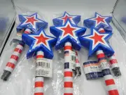 6 Patriotic Star Solar Lamp Yard Garden Path Light Stake Red White Blue July 4th