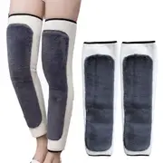 One Pair Winter Warm Plush Leg Warmers Knee Brace Support Thermal Long Leg Sleeves