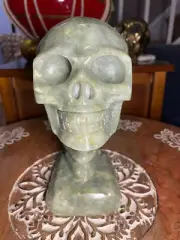 Amazing 6" Jade Skull with Vertebrae