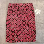 LuLaRoe Cassie Skirt Large Pink Geometric Knee Length Pull On Pencil New