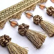 Tassel Fringe Trim, 3 Yards Tassel Beaded Fringe for Curtain Table Decoration DIY Crafts Sewing Trim Home Room Decor Upholstery Accessory(Light Brown)