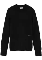 Ganni Logo-embroidered Alpaca-blend Jumper - Black - L (UK14 / L) L (UK14 / L)