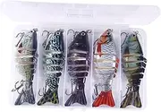 Aymzbd 5X Fishing Lures, Lifelike Swimbait Slow Sinking Hard Bait, Segmented Fishing Bait for Carp