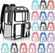 Amylove Heavy Duty Clear Backpack Bulk 17 Inch Transparent Backpacks for Stadium Sport Travel Donation