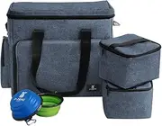X-ZONE PET Portable Travel Bag with Multi-Function Pockets Includes Travel Bags, Food Carrier Bag and Silicone Collapsible Bowls for Dogs & Cats
