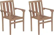 Stackable Garden Chairs 2 pcs Solid Teak Wood,Outdoor Chairs 14.6KG-43041