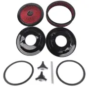 14" x 3" Super Flow Air Cleaner Black Ring AC Top with Red Meshe Recessed Base