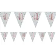 Rose Gold Prismatic 40th Birthday Flag Banner 2.74m