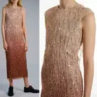 NWT Saint Art Aida Sequin Fringe Rose Gold Ombre Sleeveless Dress Size XXS
