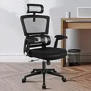 ALFORDSON Mesh Office Chair Swivel Computer Chair with Tilt & Height Adjustment, Ergonomic Executive Office Chair with Built-in Lumbar Support Headrest and Tall Back, Mesh Fabric Racing Chair Black