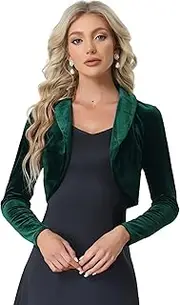 Allegra K Elegant Velvet Shrug for Women's Open Front Long Sleeve Bolero Crop Cardigan