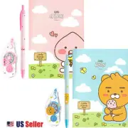 Kakao Little Friends Lined Notebook White out and Pen School Set: Apeach or Ryan