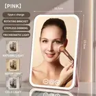 Pink Professional LED Vanity Mirror 3 Color Lights Stepless Dimming & Adjustable