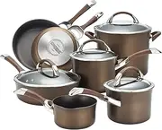 [Circulon] Symmetry 11 Piece Nonstick Cookware Set, Pots and Pans Set, Frying Pans, Saucepans, Stockpot, Saute & Lids, Induction Compatible, Chocolate