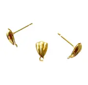 100 Gold Hollow 8mm Half Shell Loop Earstuds Earrings Stud Post Bead Findings