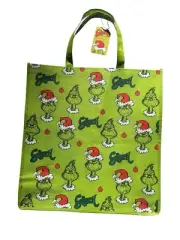 The Grinch With Santa Hat Christmas Reusable Xl Tote Bag