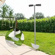 Edger Lawn Tool Half Moon Manual Lawn Edger Stainless Steel Sawtooth Border Edger Long Handled Trimming Shovel Multipurpose Edging Tool for Lawns Garden Flower Beds Driveways Sideways ZHAZHAM