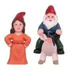 Statue Fairy Garden Decorations Riding Pig Gnome Miniature Dwarf Figurine