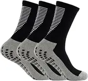 [TRADERPLUS] 3 Pairs Men's Soccer Socks Anti Slip, Grip Socks Soccer Non Slip Socks Training Athletic Socks