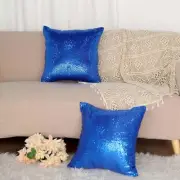 ROYAL BLUE 2 Sequin 18" Throw PILLOW COVERS Square Cushion Cases Home Supplies
