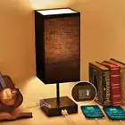 Table Lamp for Bedroom 3 Way Dimmable Touch Bedside Lamp Small Lamp with 2 US...
