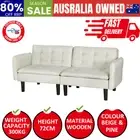 Sofa Bed Lounge Futon Couch Bed Adjustable Tufted 3 Seater Fabric Beige