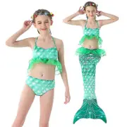 Mermaid Girls Swimsuit Princess Bikini Set Bathing Suit K green 130cm
