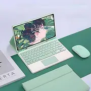 Jarttarn Touchpad Keyboard Case Compatible with Samsung Galaxy Tab S9 FE 10.9 Inch Case (SM-X510/X516) Multi-Angle Stand for Mouse with Keyboard Case (Light Green)