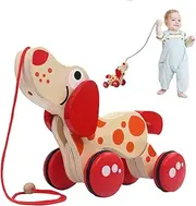 Walk Along Wood Toy | Wooden Puppy Toddler Toy Walking Toy | Push Developmental Pull Toys Kids Toy with String for Boys & Girls
