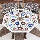 24" White Marble Multi Stone Coffee Tea Table Modern Housewarming Desk Hotel Dec