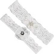 [Holibanna] 1 Pair Elegant Lace Wedding Bride Garter Elastic Leg Band with Bow Bridal Accessory for Weddings Parties and Special Occasions
