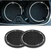 Universal Vehicle Bling Auto Cup Holder,Crystal Anti Slip Silicone Insert Coasters-2.75 Inch (Black)