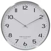 NEW One Six Eight London Lise Metal Wall Clock, Chrome, 40cm