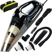 Car Vacuum, ANKO DC 12V 120W High Power Portable Handheld Car Vacuum Cleaner, Strong Suction, Wet & Dry Use, Quick Cleaning, with 15ft Power Cord, 2 Filters & Carry Bag- Black
